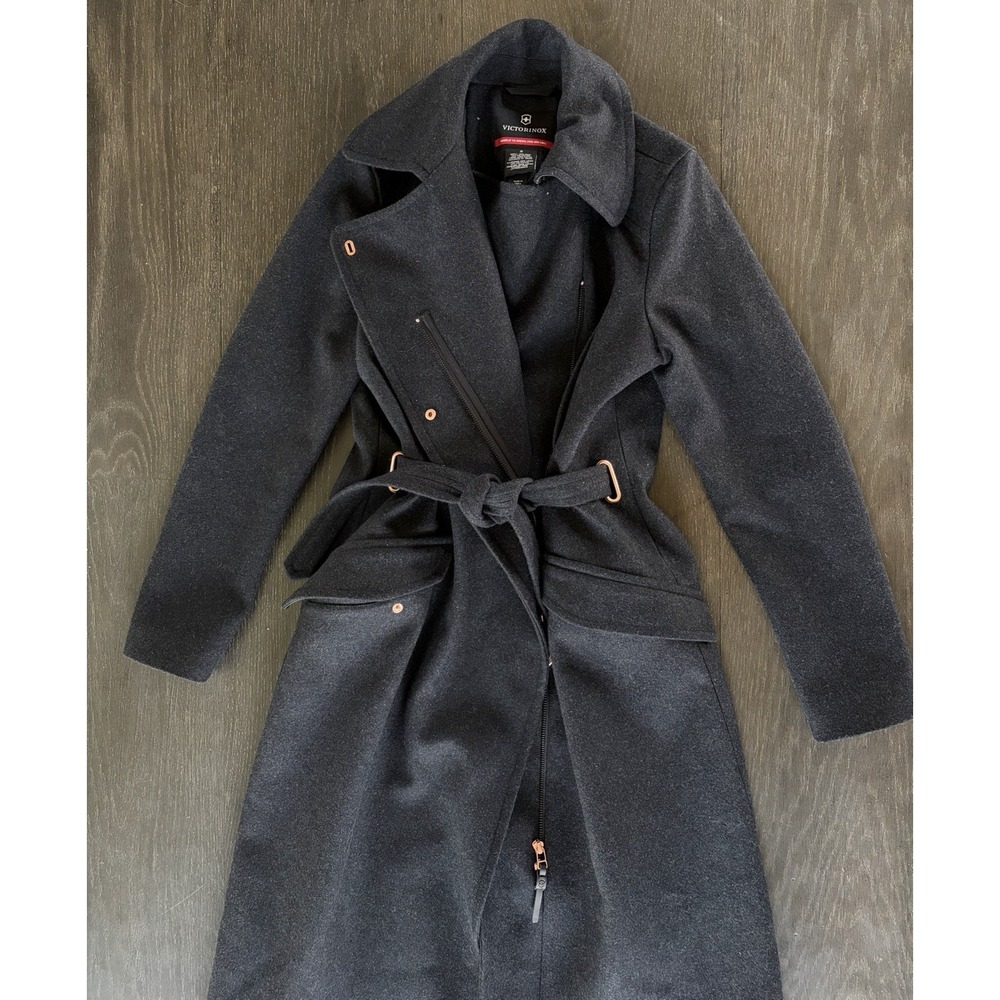 Victoriknox $695 NWT Inez Gray Wool Trench Coat New Size Small